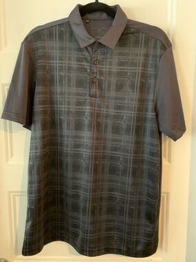 adidas Men’s Gray & black Plaid golf Polo Shirt